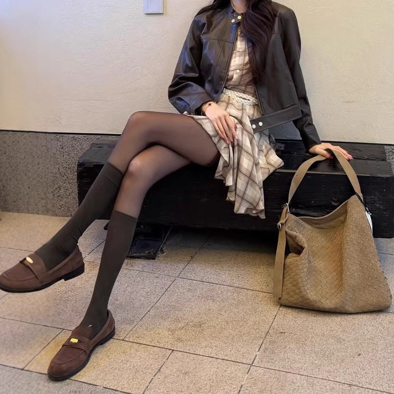 Brown motorcycle leather jacket