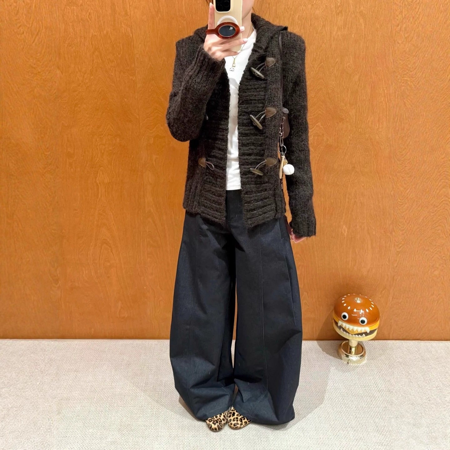 Casual loose-fit collared knit sweater